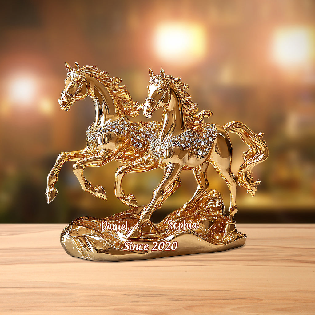 Magnifique couple de chevaux - Plaque acrylique personnalisée en forme de cheval