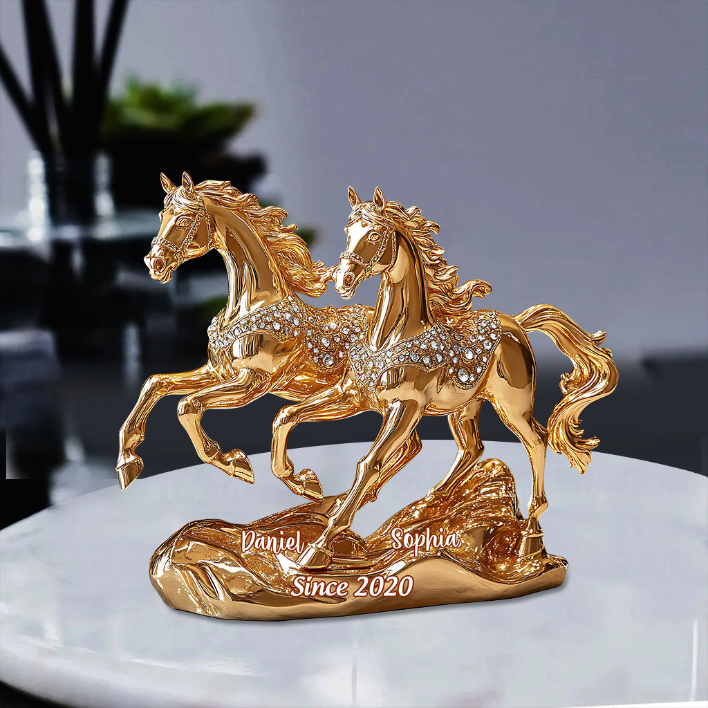 Magnifique couple de chevaux - Plaque acrylique personnalisée en forme de cheval
