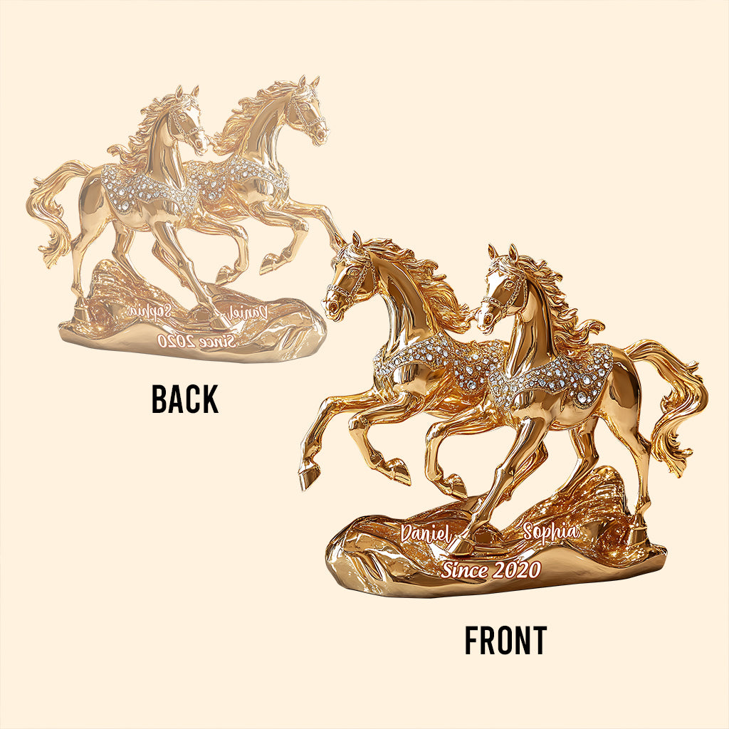 Magnifique couple de chevaux - Plaque acrylique personnalisée en forme de cheval