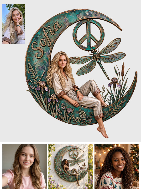 Hippie Souls - Personalisierte Hippie 3D-gedruckte Metalltafel