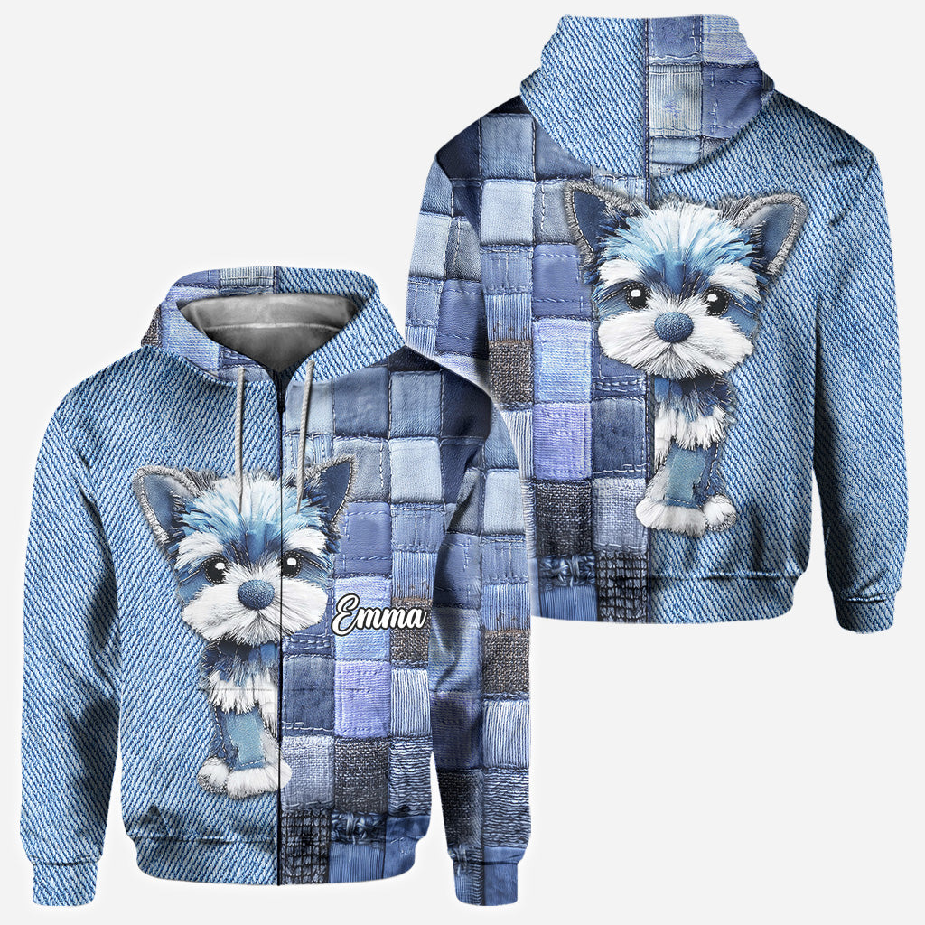 T-shirt personnalisé « J’adore les Yorkshire Terriers » avec motif chien.