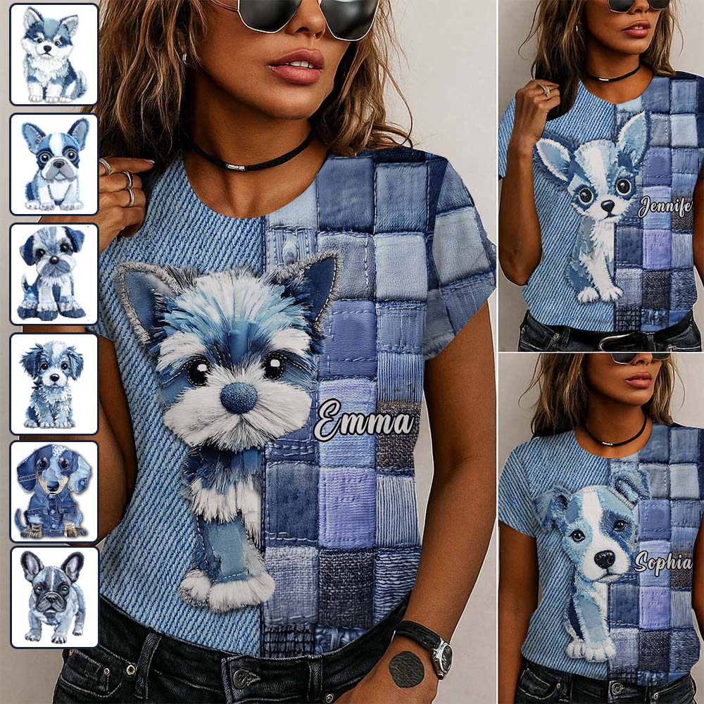 T-shirt personnalisé « J’adore les Yorkshire Terriers » avec motif chien.