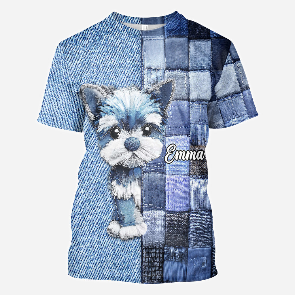 T-shirt personnalisé « J’adore les Yorkshire Terriers » avec motif chien.