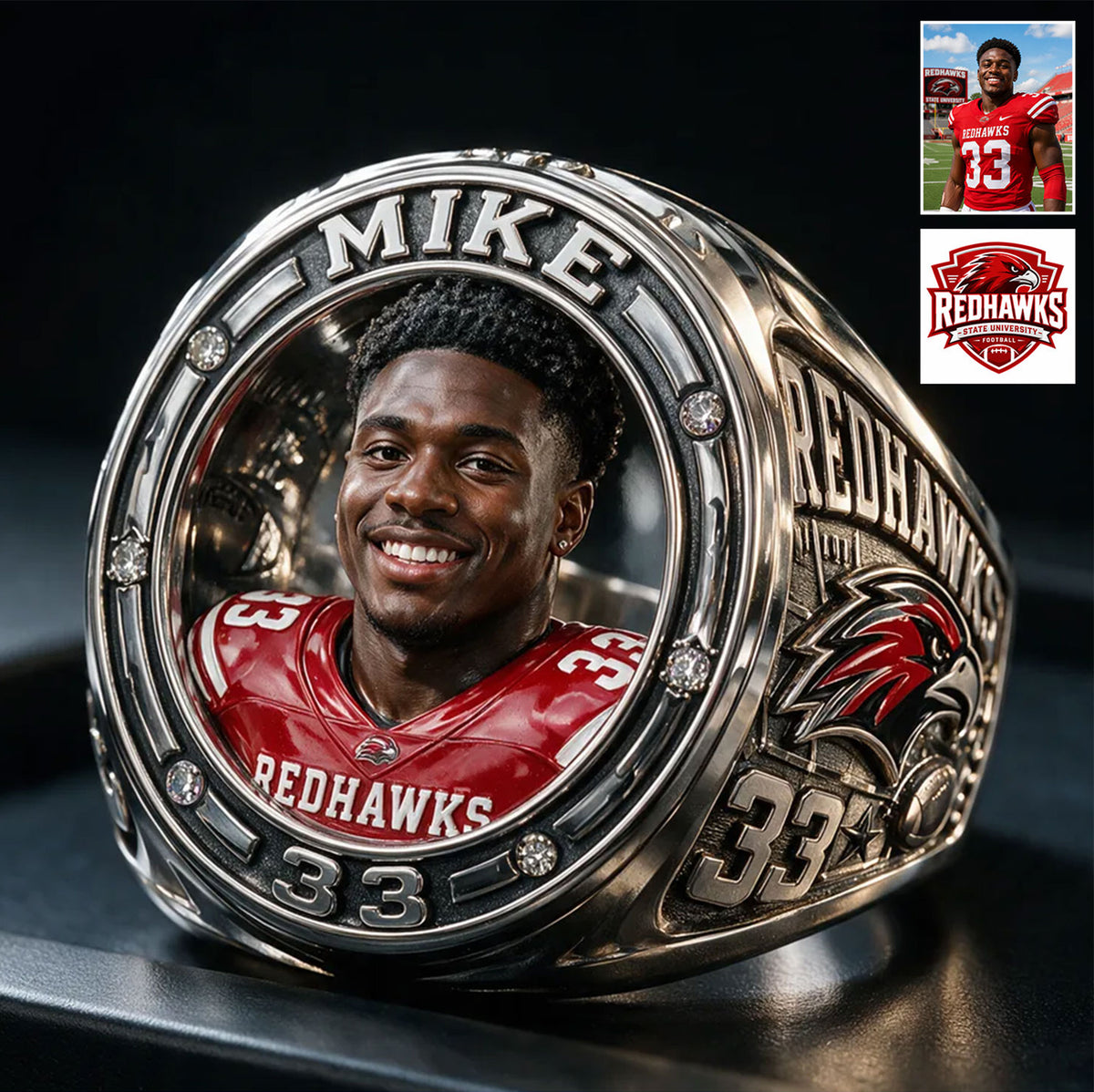 Bague MVP, Bague de Champion - Bague Signe Personnalisée Football