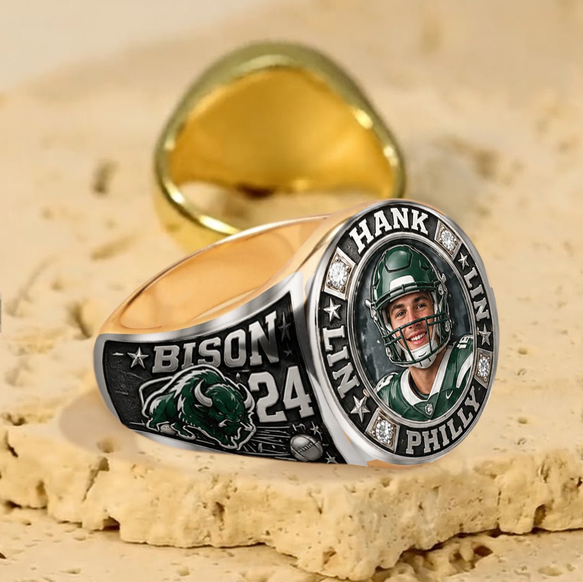 Bague MVP, Bague de Champion - Bague Signe Personnalisée Football