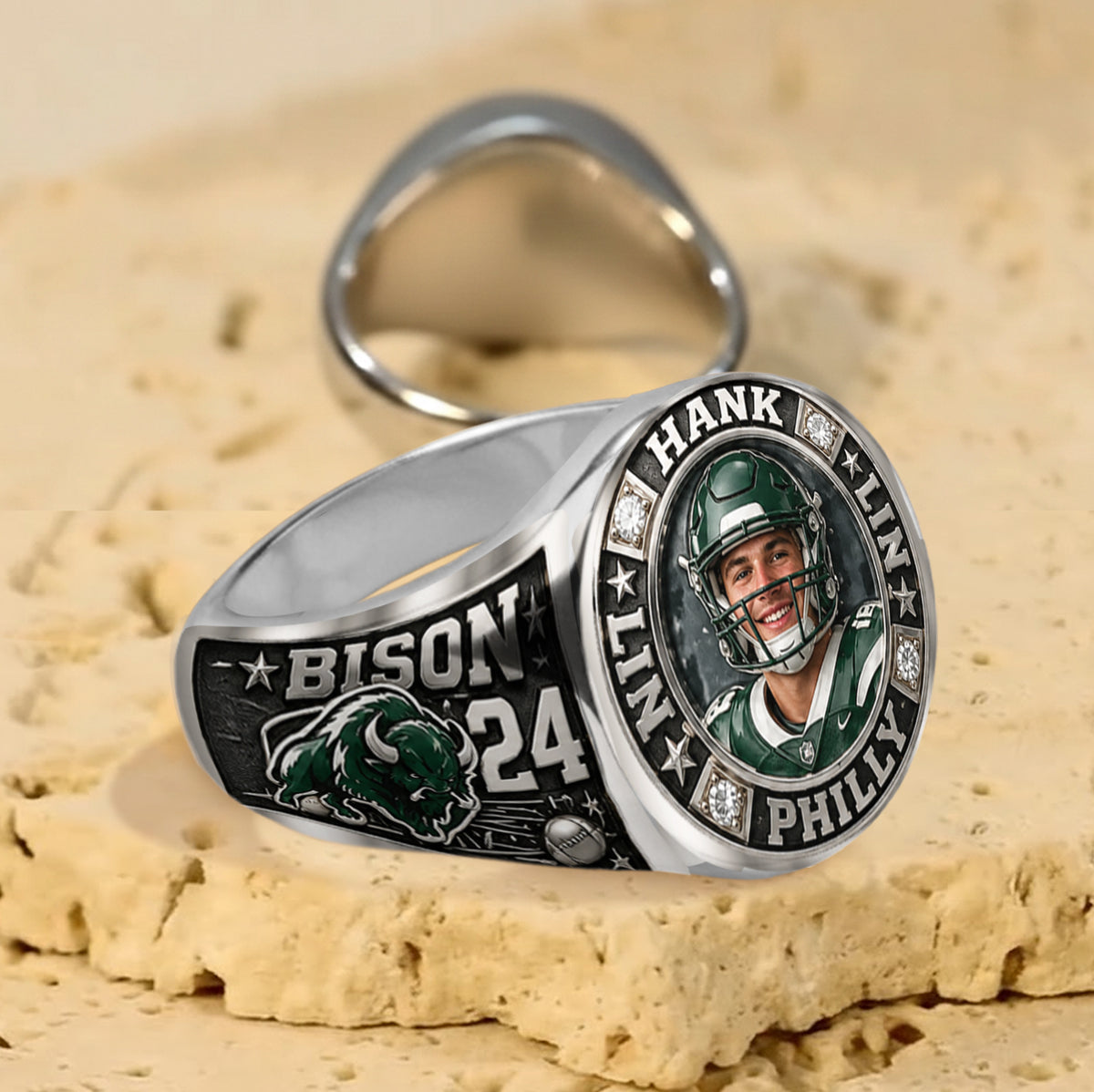 Bague MVP, Bague de Champion - Bague Signe Personnalisée Football