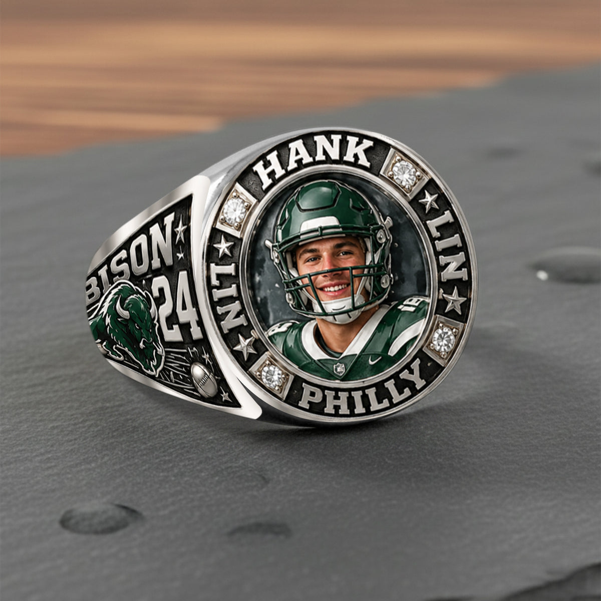 Bague MVP, Bague de Champion - Bague Signe Personnalisée Football