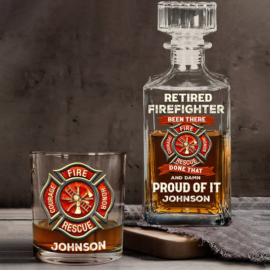 Personalisiertes Whiskey-Dekanter-Set für pensionierte Feuerwehrleute
