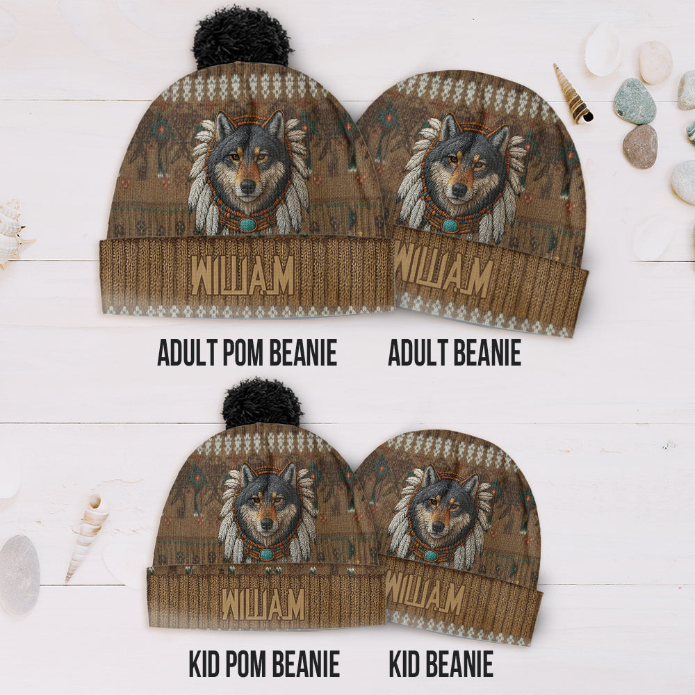 Loup amérindien - Bonnet amérindien personnalisé