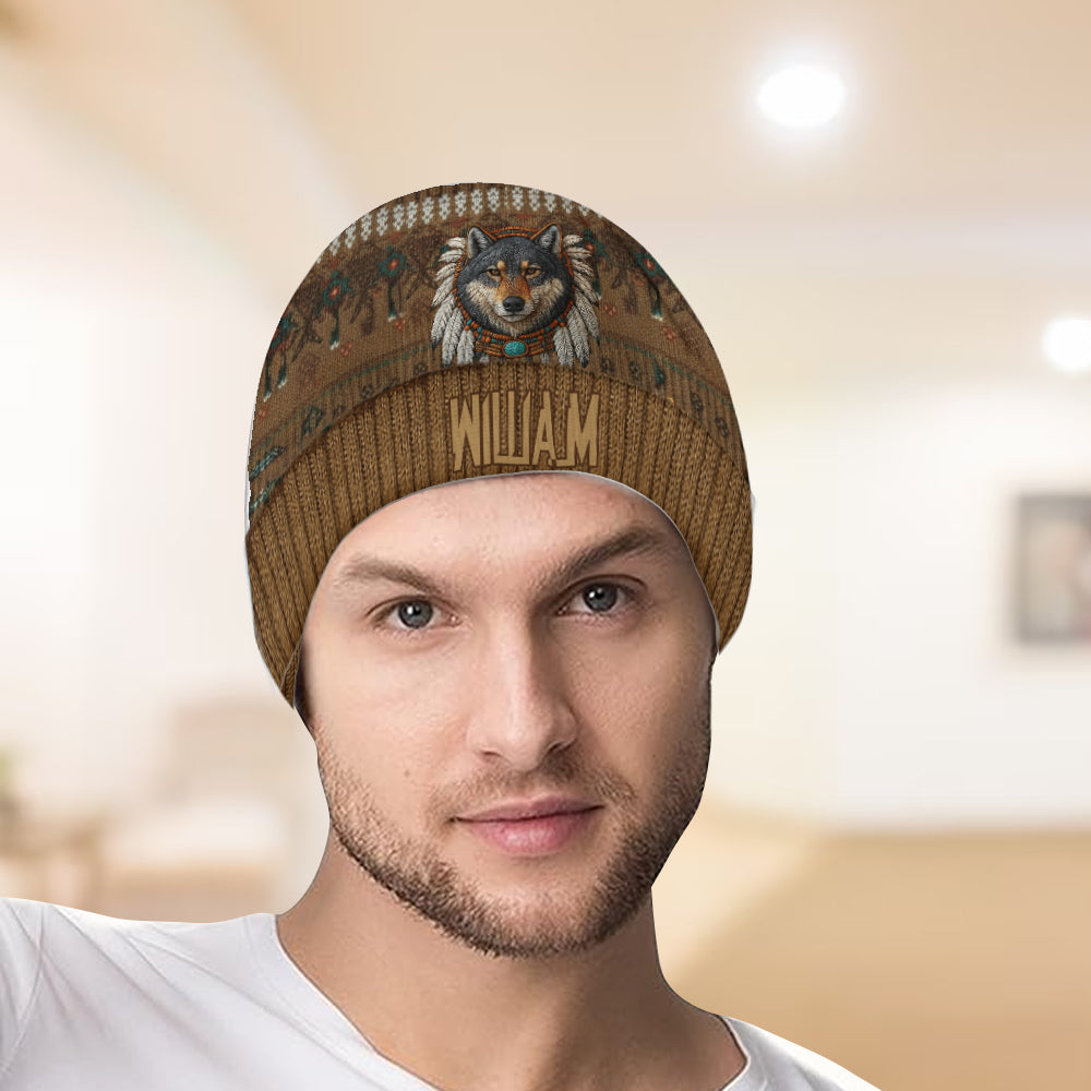 Loup amérindien - Bonnet amérindien personnalisé