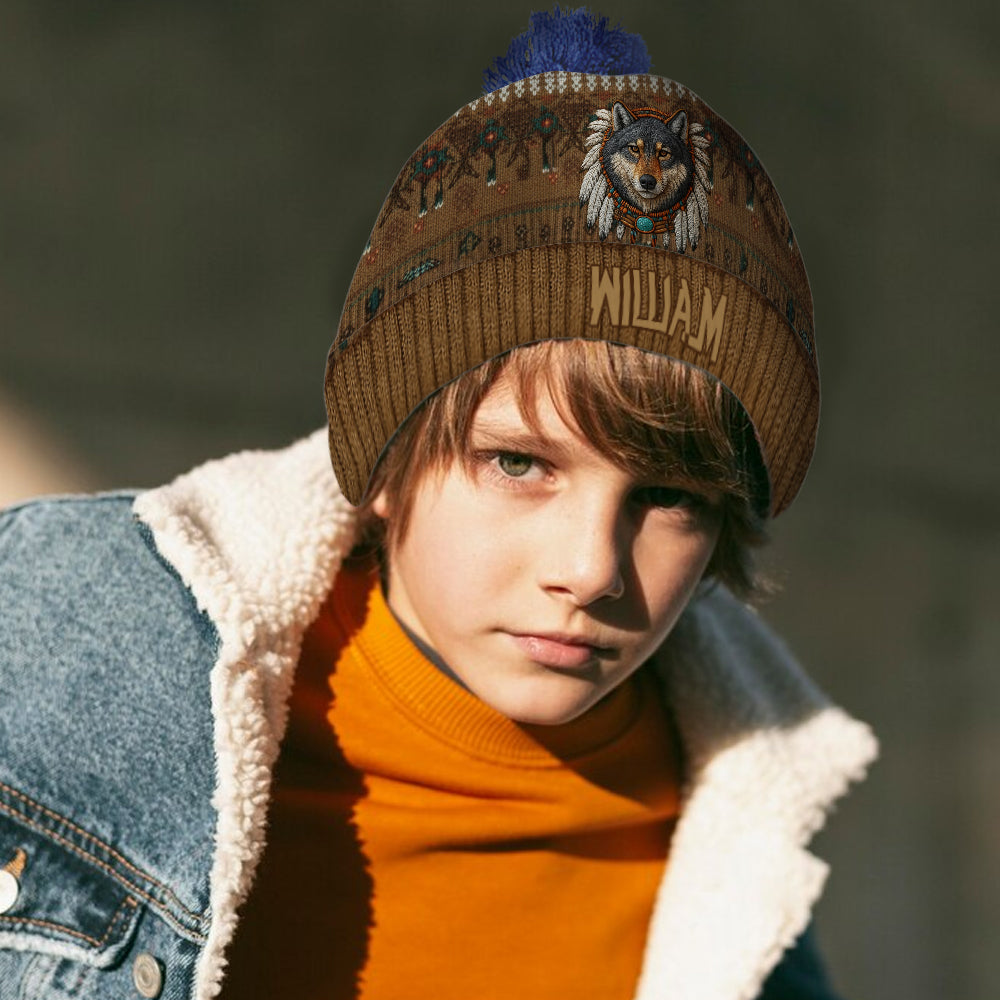Loup amérindien - Bonnet amérindien personnalisé