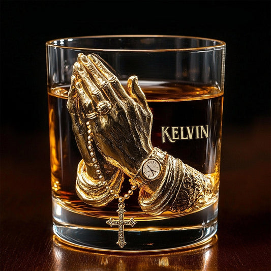 Betende Hände – personalisiertes christliches Whiskyglas