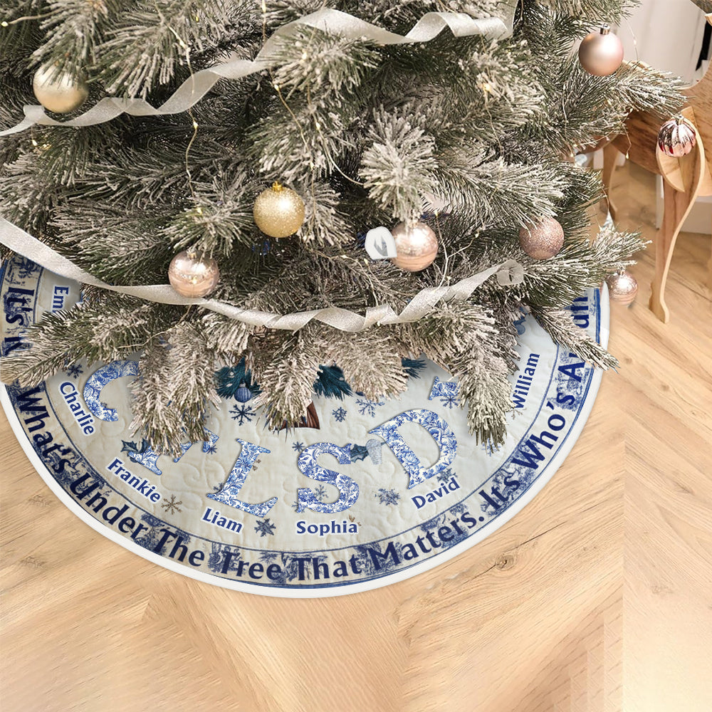 Jupe d'arbre généalogique personnalisée Toile De Jour avec initiales familiales