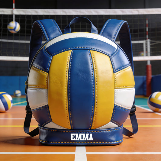 Amour du Volleyball - Sac à Dos en Cuir Personnalisable avec Patch Échangeable