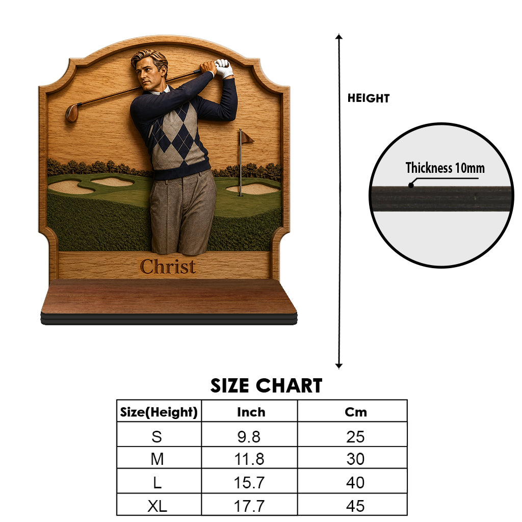The Champion - Personalized Golf Wooden Floating Shelf
