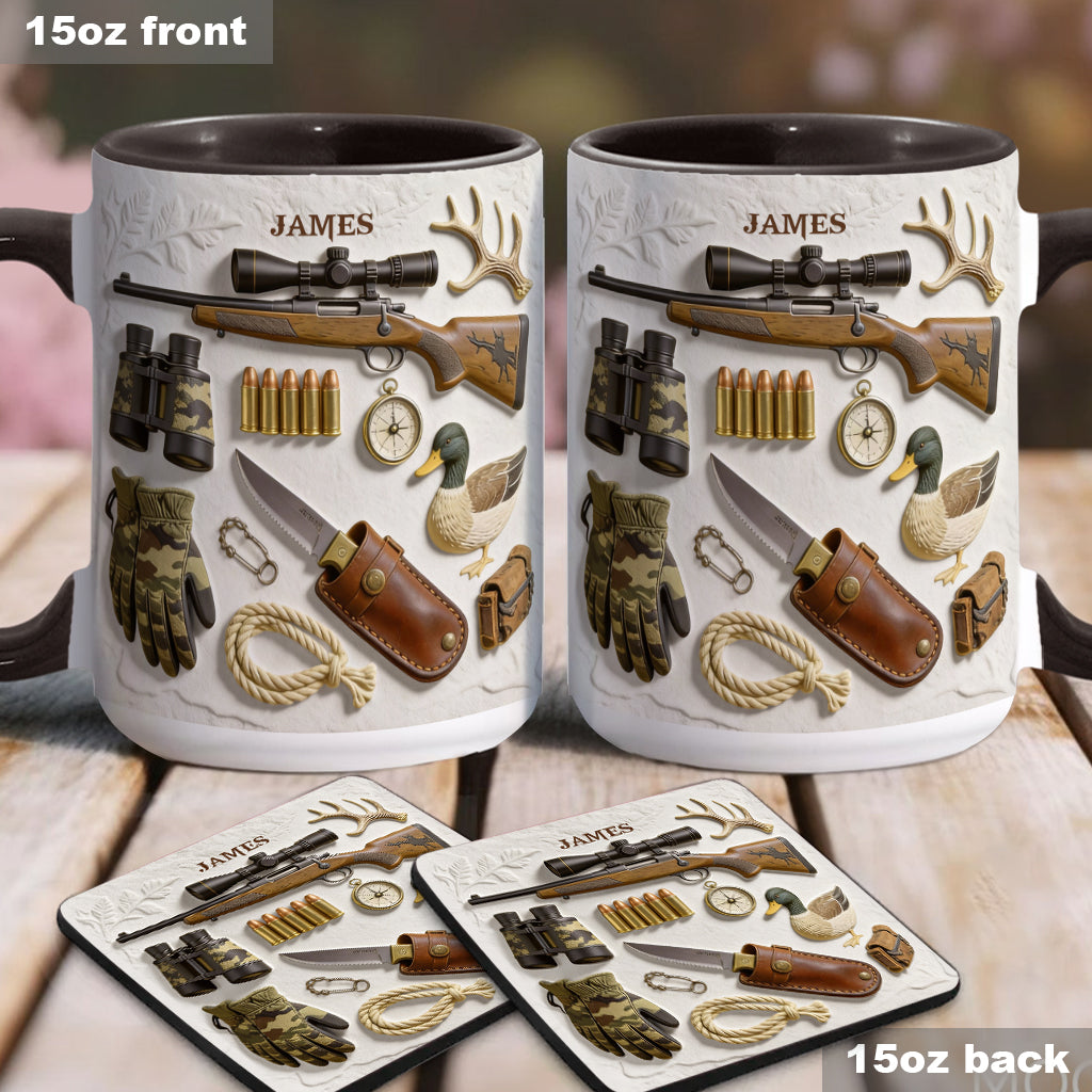 J'adore la chasse - Mug et sous-verre personnalisés sur le thème de la chasse