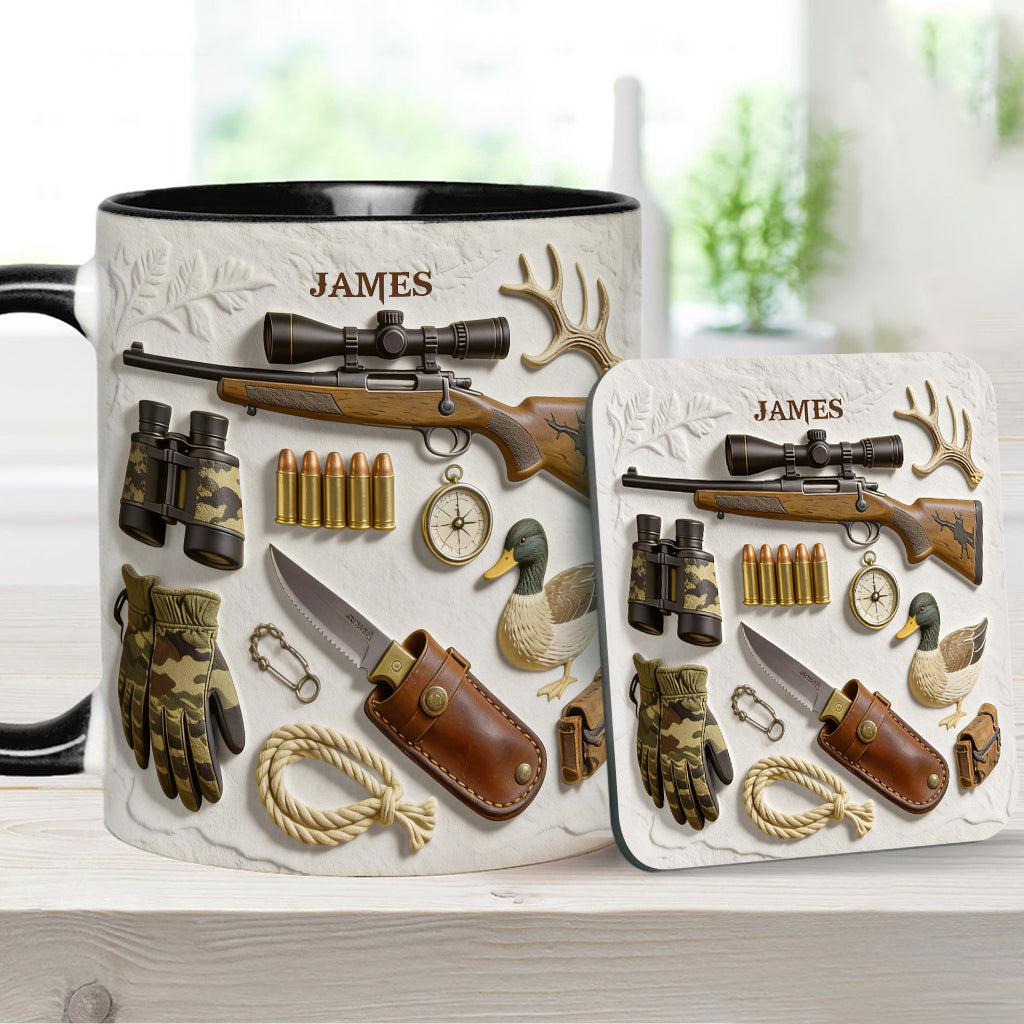 J'adore la chasse - Mug et sous-verre personnalisés sur le thème de la chasse