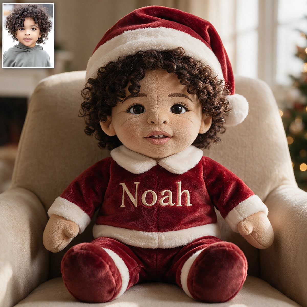 Costume de Noël Joyeux - Coussin en Fourrure Synthétique Personnalisé pour Enfant