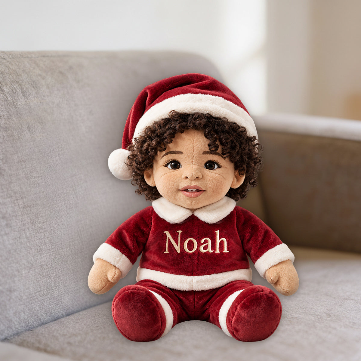 Costume de Noël Joyeux - Coussin en Fourrure Synthétique Personnalisé pour Enfant