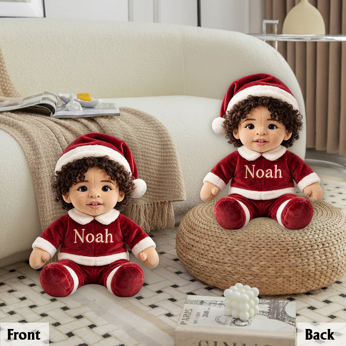 Costume de Noël Joyeux - Coussin en Fourrure Synthétique Personnalisé pour Enfant
