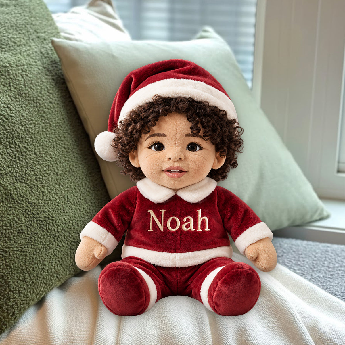 Costume de Noël Joyeux - Coussin en Fourrure Synthétique Personnalisé pour Enfant