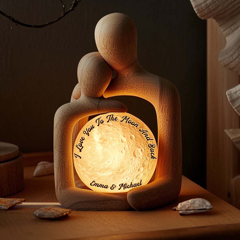 I Love You To The Moon And Back - Personalized Couple Acrylic LED Night Light