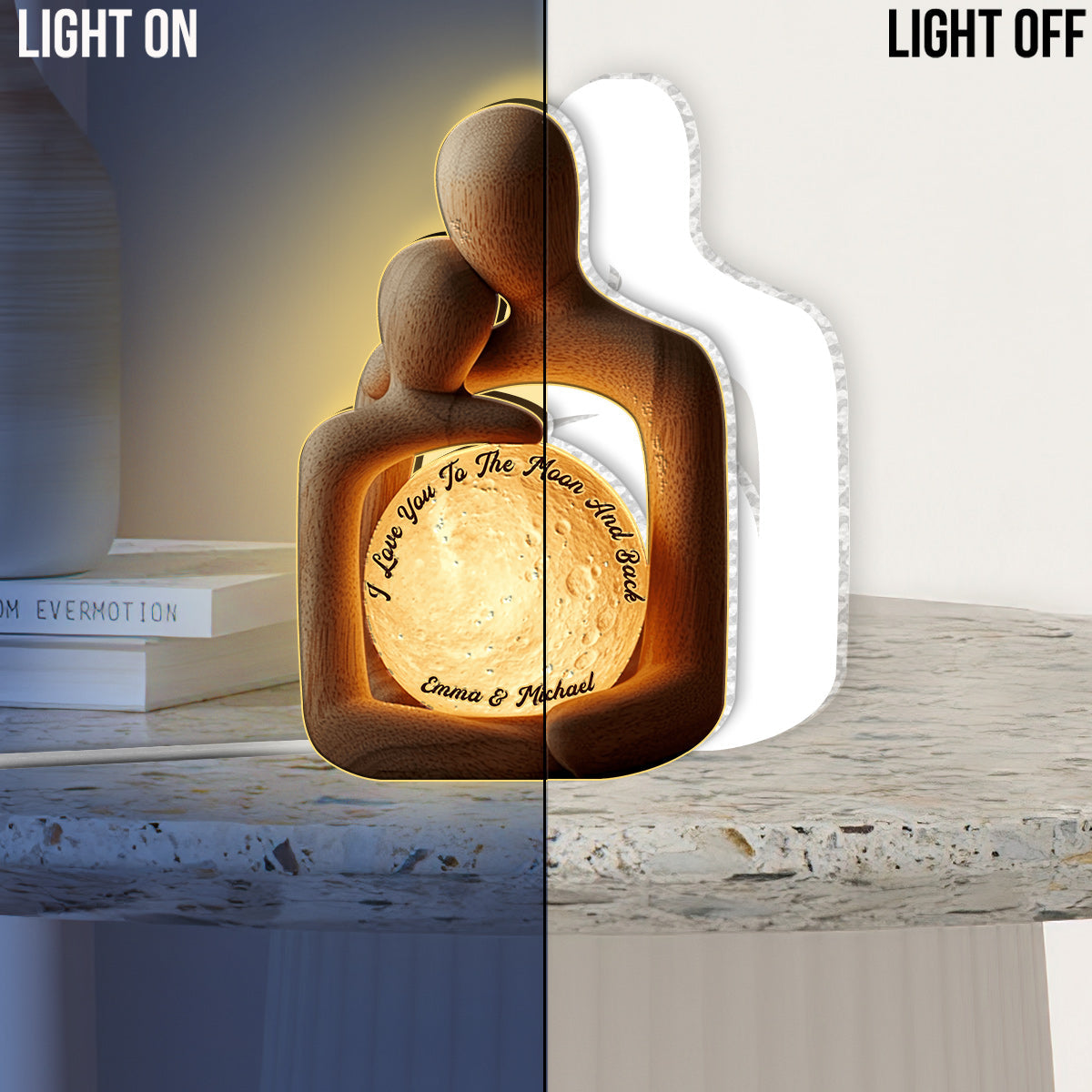 I Love You To The Moon And Back - Personalized Couple Acrylic LED Night Light