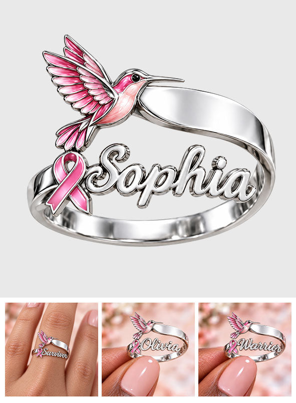 Breast Cancer Awareness - Personalized Breast Cancer Awareness Adjustable Shaped Ring