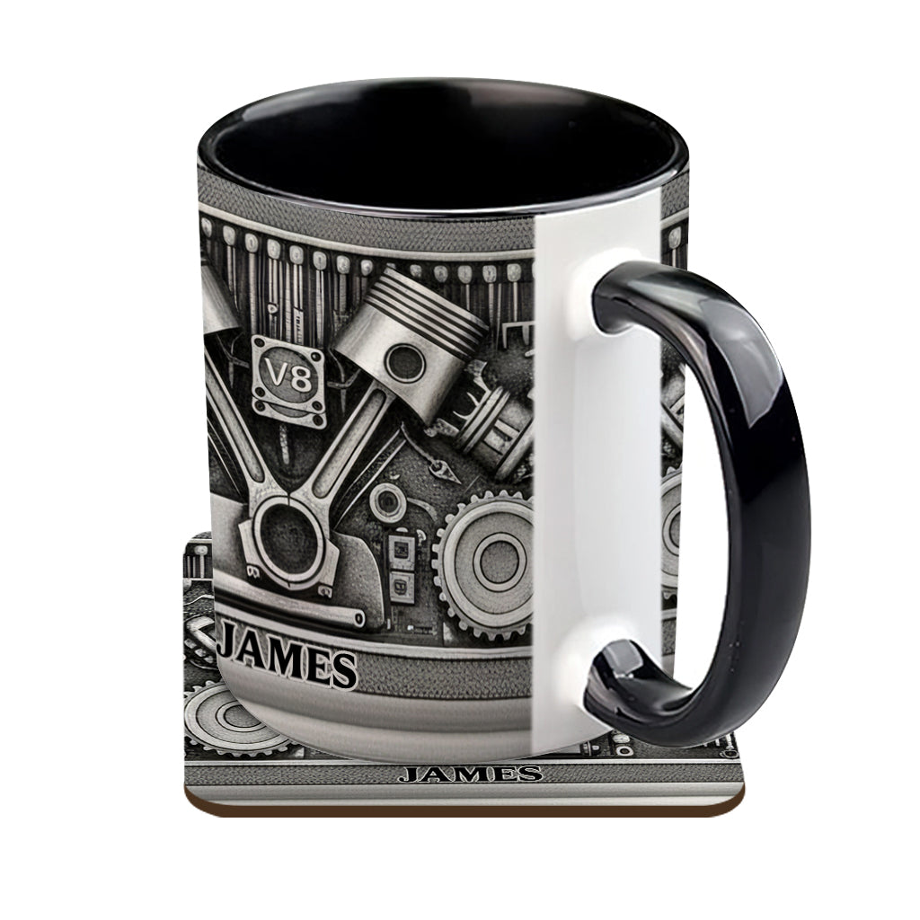 Für Autoliebhaber – Personalisierte Tasse und Untersetzer mit Automotiv