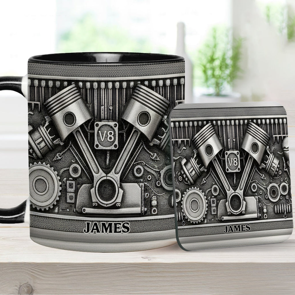 Für Autoliebhaber – Personalisierte Tasse und Untersetzer mit Automotiv