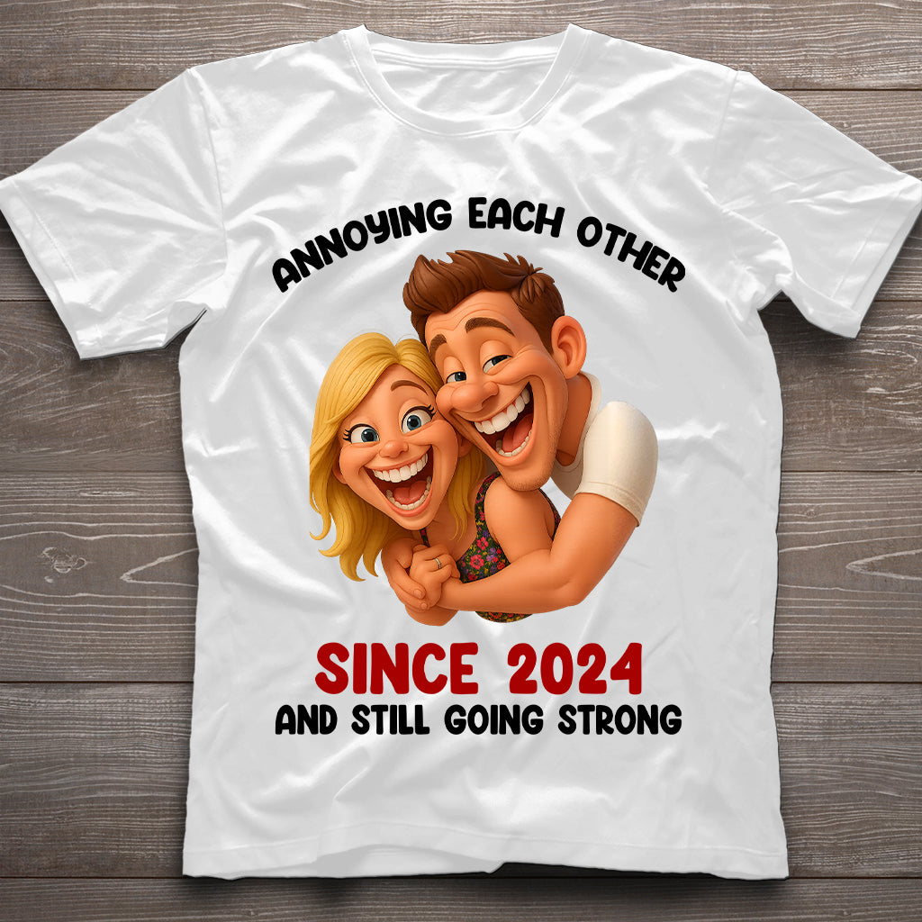 Funny Gift Cartoonish Exaggerated Mascot Style - Personalized Couple T-shirt And Hoodie