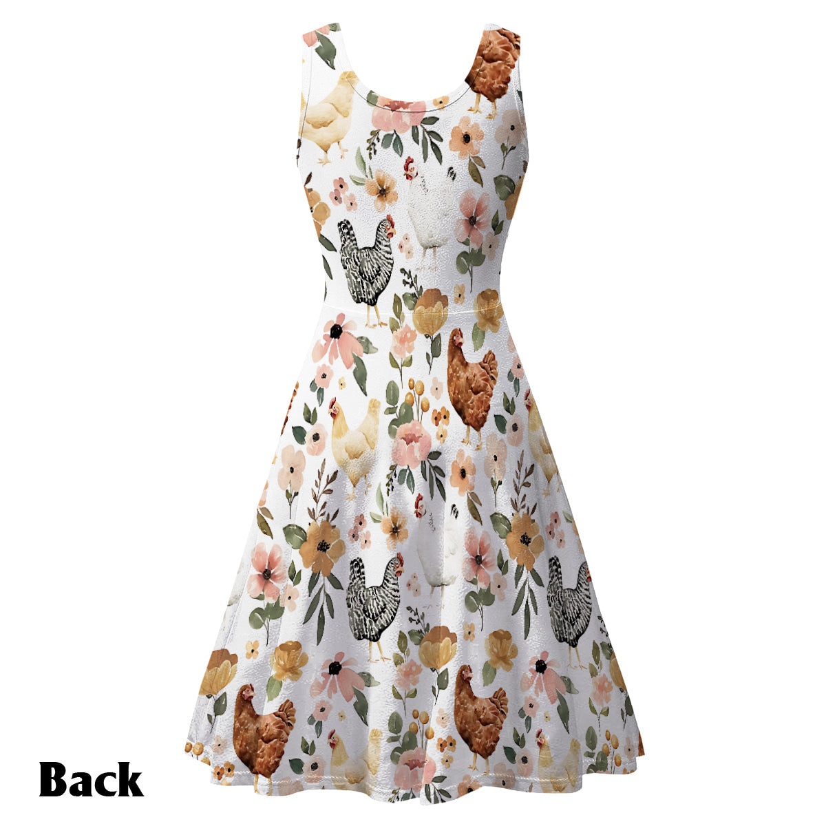 Blumenhuhn - Personalisiertes ärmelloses Kleid mit Hühnermotiv