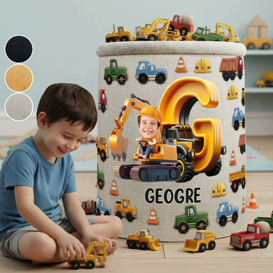 Baumaschinen - Personalisierter Aufbewahrungskorb für Kinder