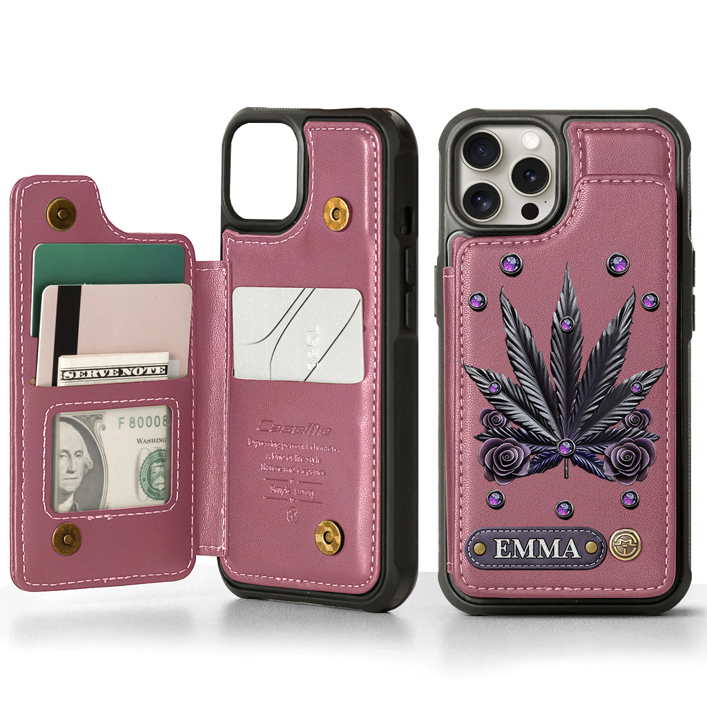 Étui portefeuille pour téléphone personnalisé avec motif cannabis - Magnifiques motifs de marijuana