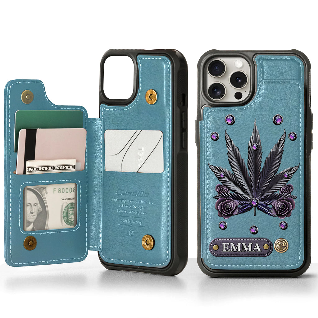 Étui portefeuille pour téléphone personnalisé avec motif cannabis - Magnifiques motifs de marijuana