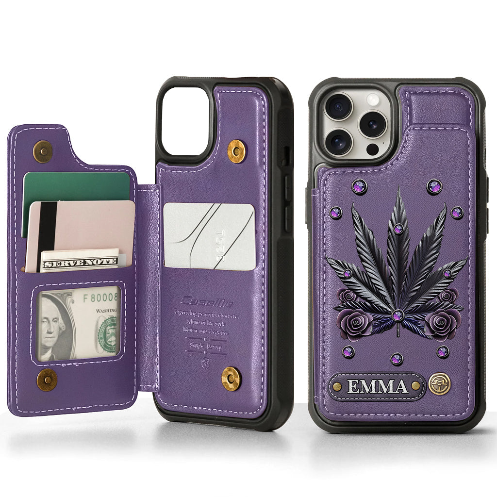 Étui portefeuille pour téléphone personnalisé avec motif cannabis - Magnifiques motifs de marijuana