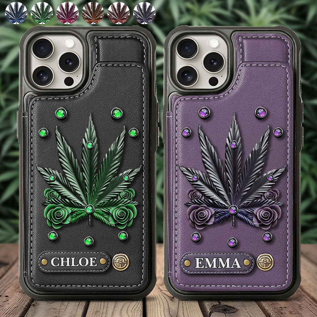 Étui portefeuille pour téléphone personnalisé avec motif cannabis - Magnifiques motifs de marijuana
