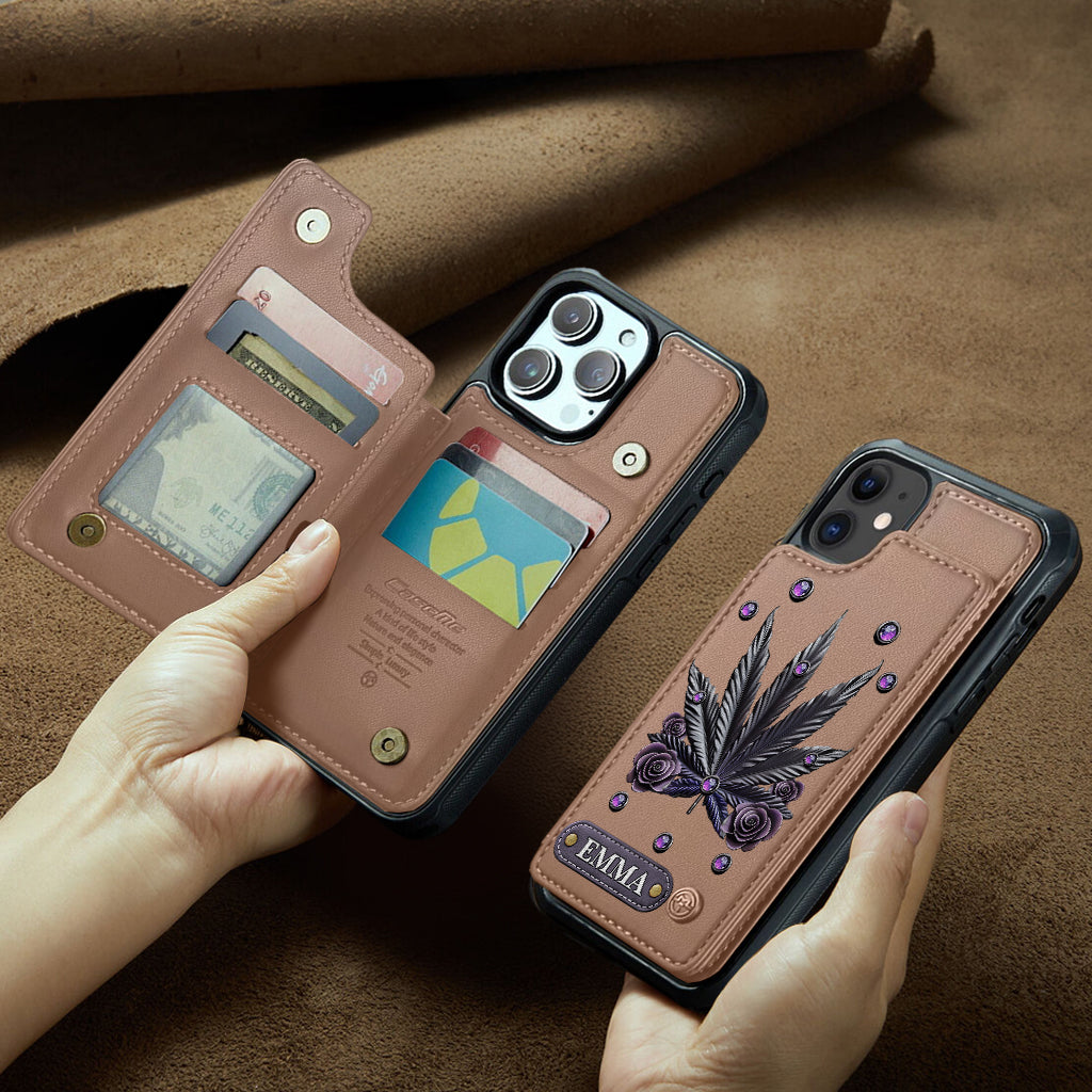 Étui portefeuille pour téléphone personnalisé avec motif cannabis - Magnifiques motifs de marijuana