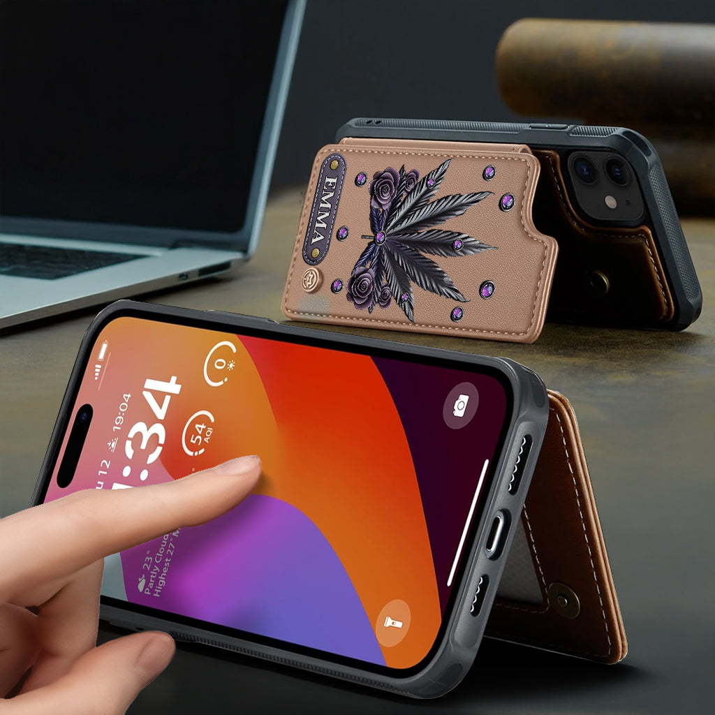 Étui portefeuille pour téléphone personnalisé avec motif cannabis - Magnifiques motifs de marijuana