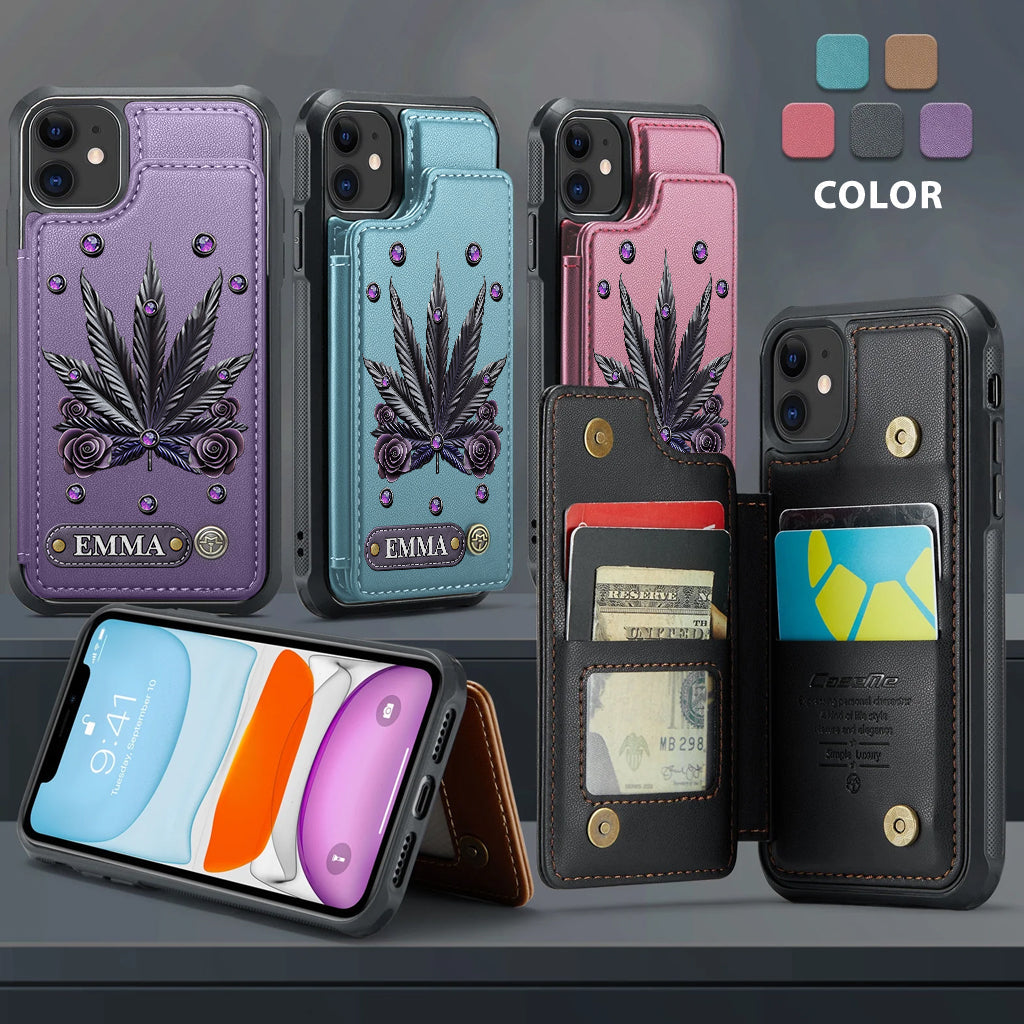 Étui portefeuille pour téléphone personnalisé avec motif cannabis - Magnifiques motifs de marijuana