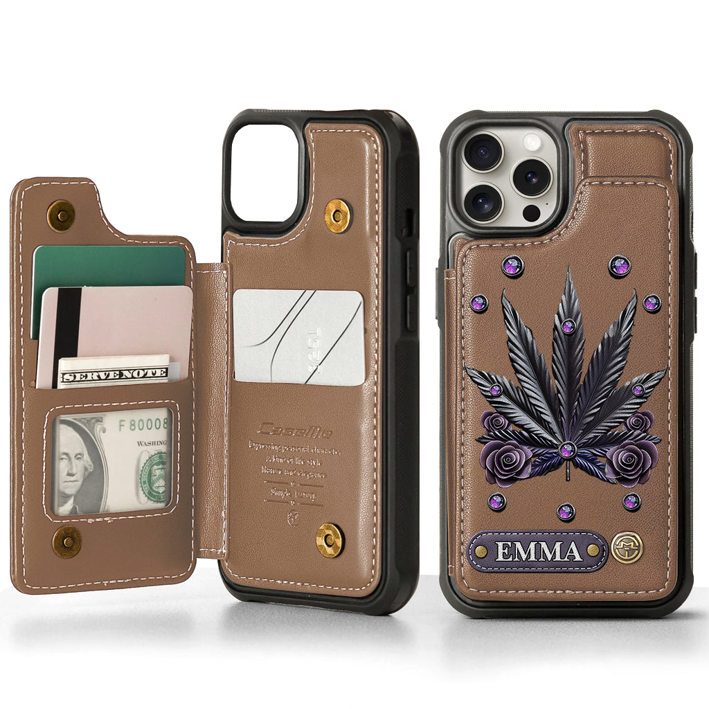 Étui portefeuille pour téléphone personnalisé avec motif cannabis - Magnifiques motifs de marijuana