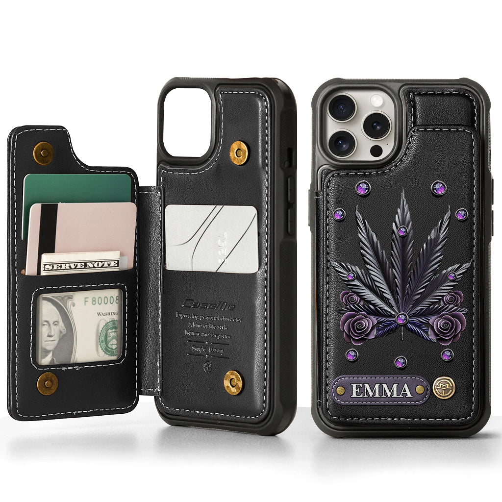 Étui portefeuille pour téléphone personnalisé avec motif cannabis - Magnifiques motifs de marijuana
