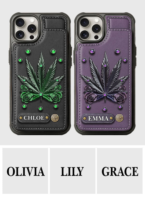 Étui portefeuille pour téléphone personnalisé avec motif cannabis - Magnifiques motifs de marijuana