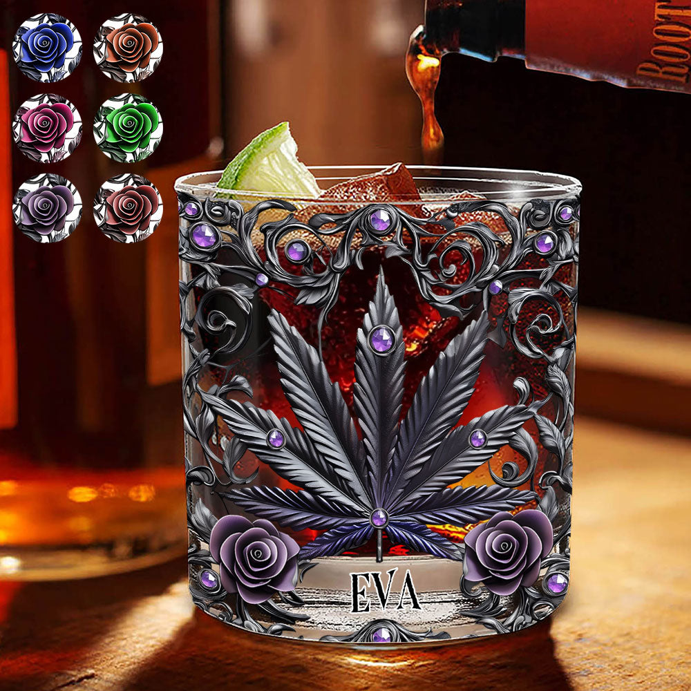 Magnifiques verres à whisky personnalisés au cannabis