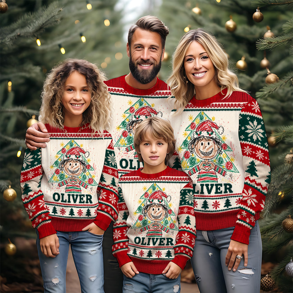 Amazing Kid Hand Drawing Sweater - Personalized Kid Ugly Sweater