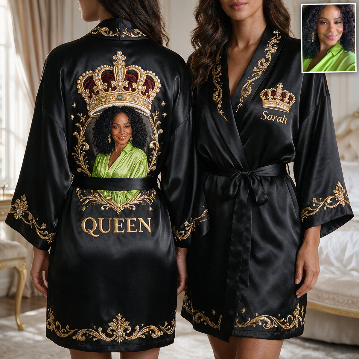 Robe Satin Personnalisée - Photo Personnelle - Royal Crown