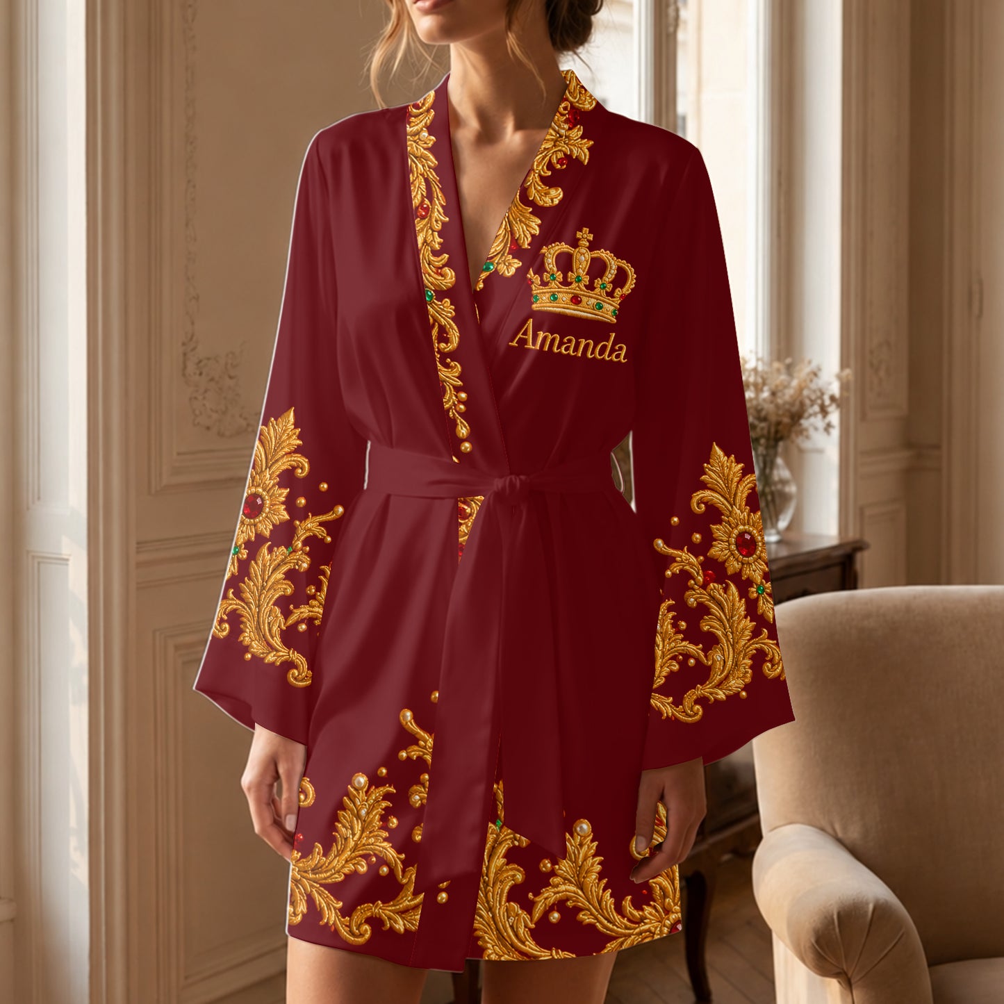 Robe Satin Personnalisée - Photo Personnelle - Royal Crown