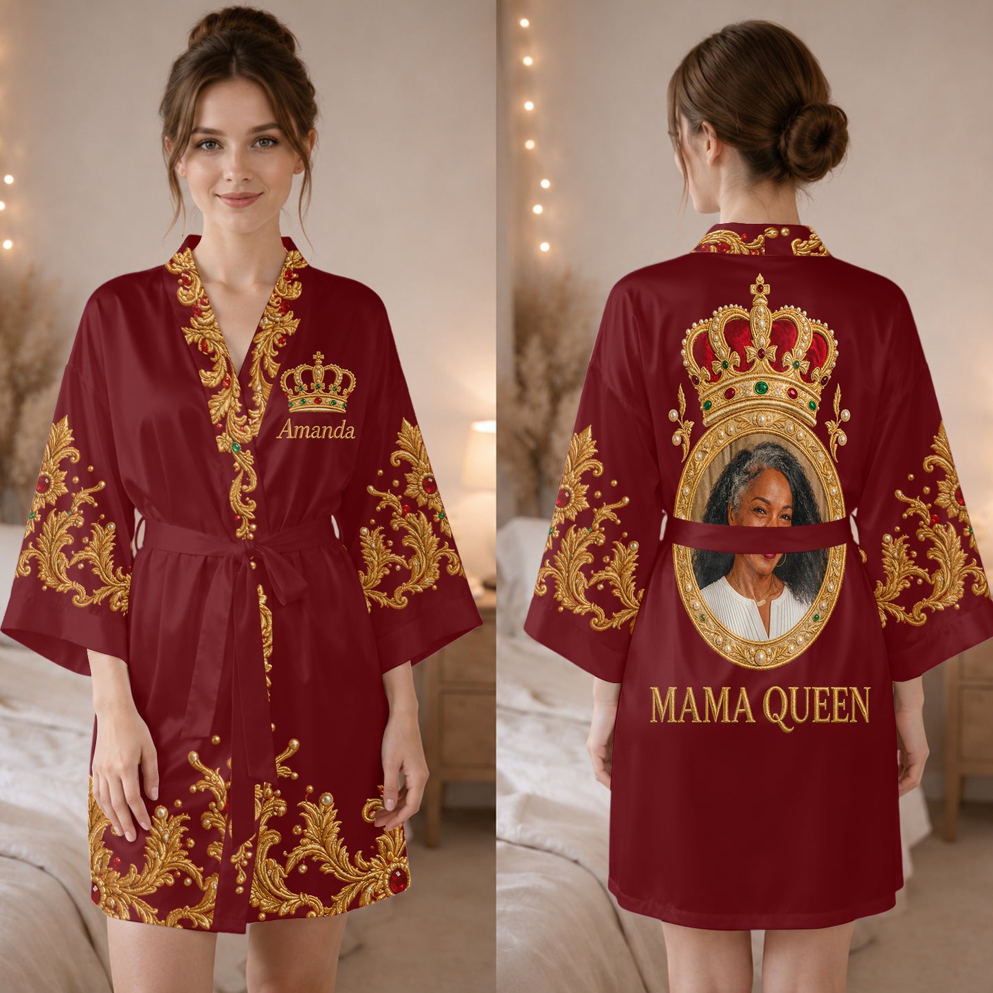 Robe Satin Personnalisée - Photo Personnelle - Royal Crown