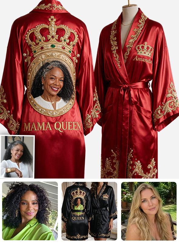 Robe Satin Personnalisée - Photo Personnelle - Royal Crown