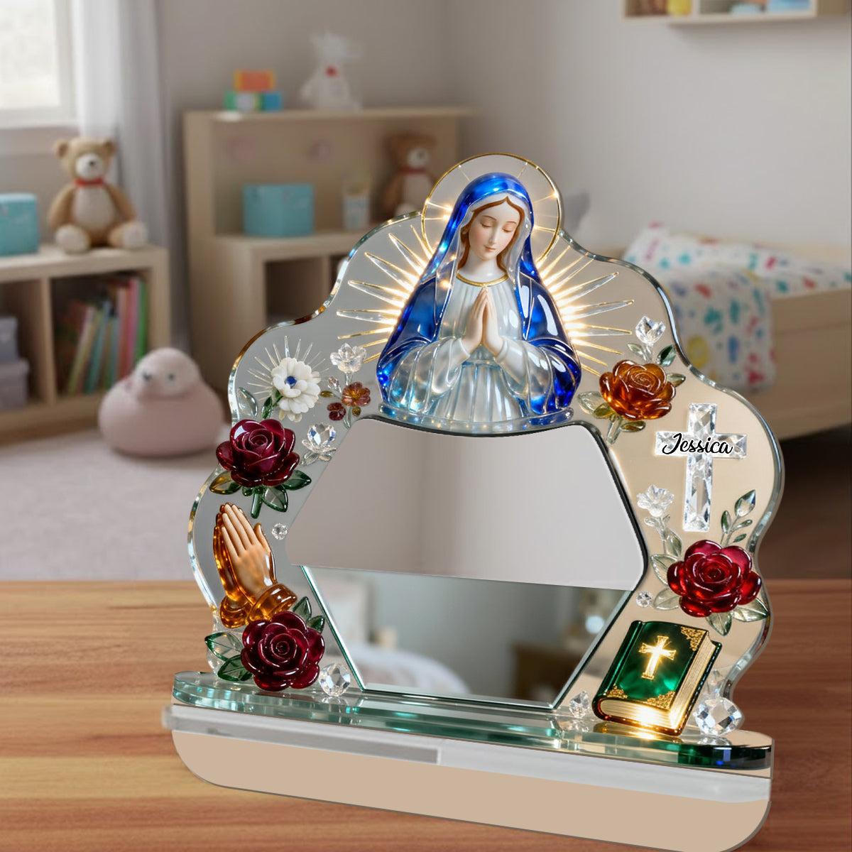 Miroir de bureau chrétien personnalisé Sacré-Cœur